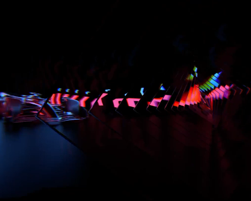 Psychadelic movement of colour through a blacked out image 