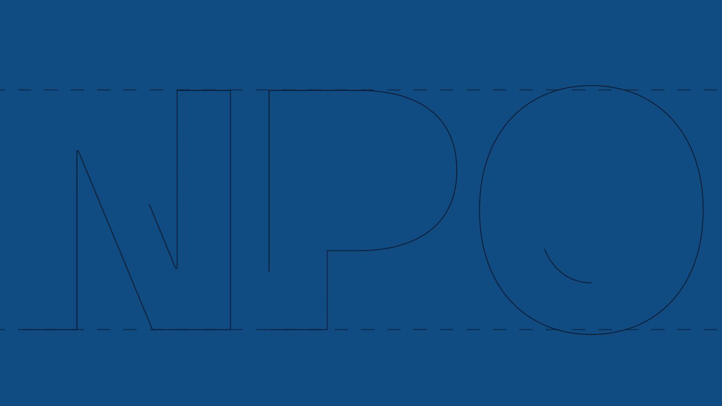 A blue asset that showcases NPO typeface in black glyphe