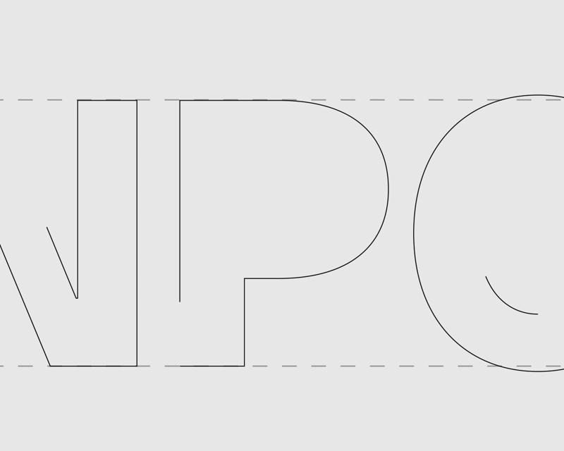 NPO letter glyph on grey background
