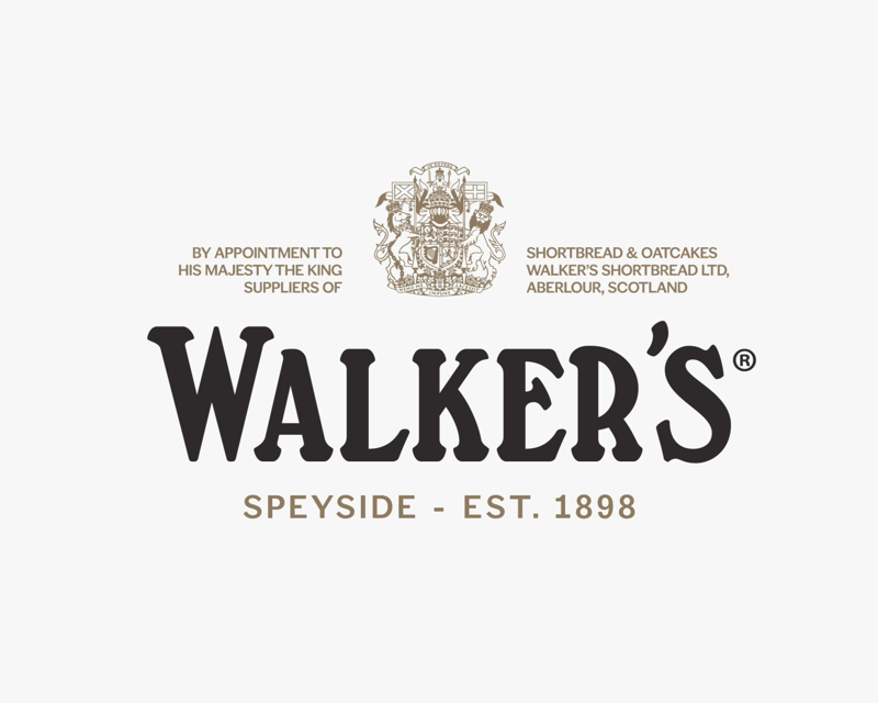 Walkers brand logo in black on grey background 
