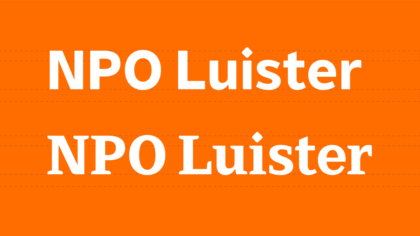 NPO Luister in white typeface on orange background